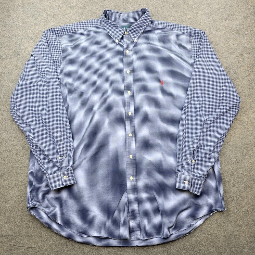 Ralph Lauren‎ Shirt Mens 2XLT Pony Check Classic Fit Button Front Long Sleeve
